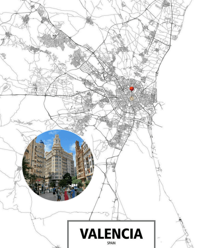 Mapa de ubicación del proyecto San Vicente 72 en el centro de Valencia
